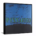 Abstract Painting With Green Text On Blue And Black Canvas Wall Art