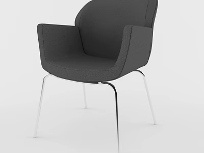 Modern Gray Fabric Accent Chair With Armrest And Sleek Metal Legs 3d model
