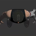 Man With Black Tank Top Red Graphic Brown Pants And Mechanical Arm 3D Character Render