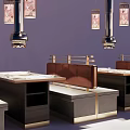 Contemporary Display Stands Featuring Black Gold Frames Wooden Panels And Circular Knobs