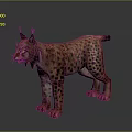Lynx With Brown Spotted Fur Pointed Ears And Black Tufts Standing On Gray Background