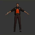 Stylish Daily Life Clothing Essentials Black Jacket Red T-shirt Brown Pants And Boots