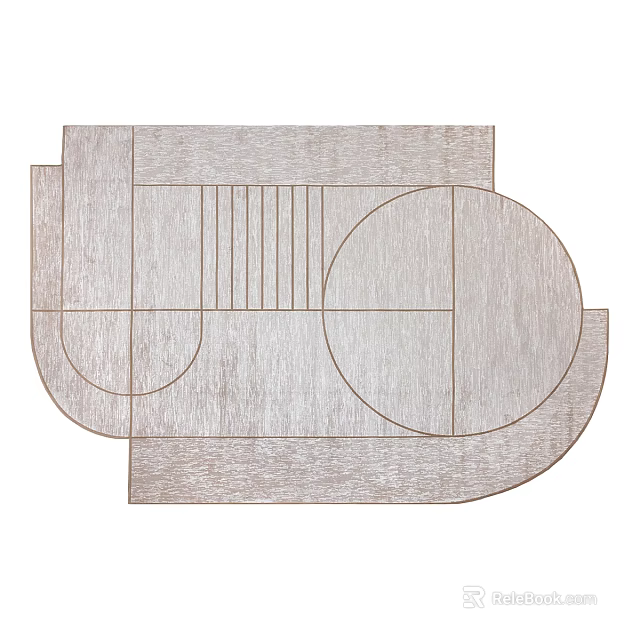 Modern Square Rug With Geometric Patterns Circular Shapes And Linear Design Elements 3d model