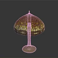 Vintage Stained Glass Table Lamp With Colorful Shade And Gold Base