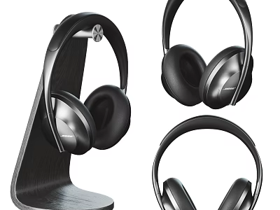 Stylish Over Ear Headphones Design With Black Stand Showcased In Multiple Angles 3d model