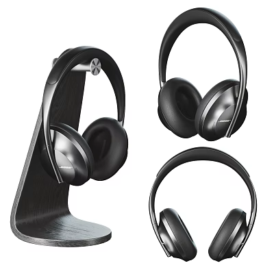 Stylish Over Ear Headphones Design With Black Stand Showcased In Multiple Angles 3d model