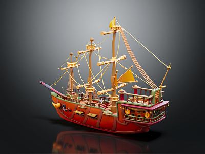 Modern Boat Sailing Wooden Boat 3d model