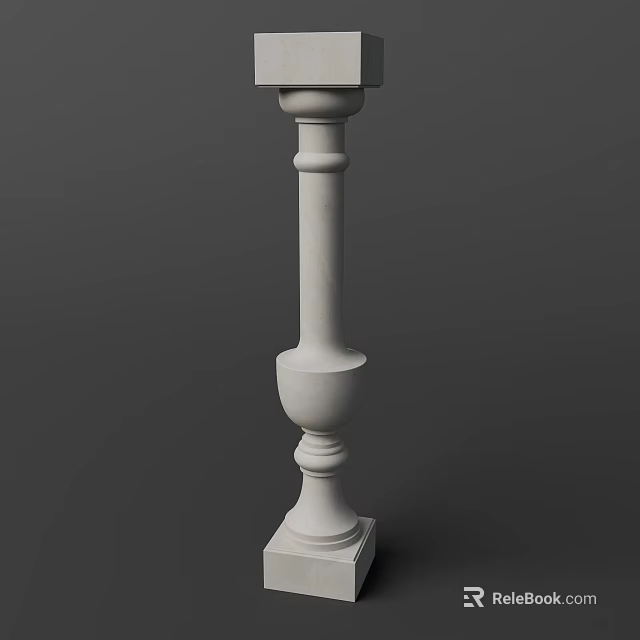 White Classical Column 3D Model With Ornate Base And Decorative Design 3d model 