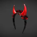 Unique Red Devil Horns Jewelry Headband With Black Decorative Details