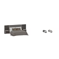 Modern Double Bed With Upholstered Headboard Wooden Nightstands And Decorative Pillows