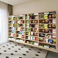 Wooden Bookshelf With Multiple Shelves Organized Colorful Books In Well Lit Room