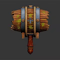 Colorful Wooden Musical Instrument Drum With Planks Blue Straps Rope And Red Handle