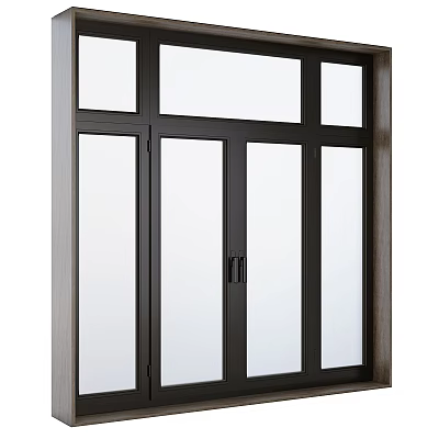 Sleek Modern Casement Window With Black Frame And Large Glass Panels 3d model