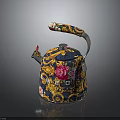 Decorative Kettle With Ornate Handle Floral Patterns Golden Decorations And VSG Logo