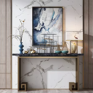 Light Luxury End View Table Entrance Table Lamp Ornaments Combination 3d model