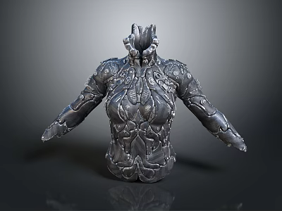 Intricate 3D Rendered Armor Torso With Detailed Carvings And Metallic Texture 3d model