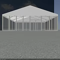 White Canopy with Glass Windows Open Structure for Modern Outdoor Spaces 3d model