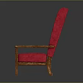 Red Upholstered Leisure Chair With High Backrest Seat Wooden Armrests And Frame