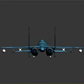 Blue Camouflage Fighter Jet 3D Model With Mounted Missiles And Detailed Design