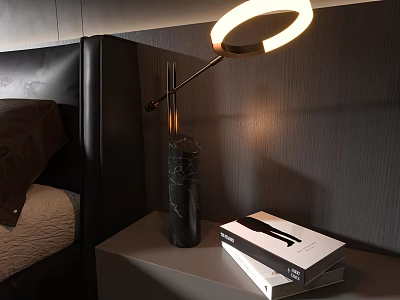 Modern Stylish Table Lamp For Bedroom Bedside Decor With Marble Base And Books 3d model