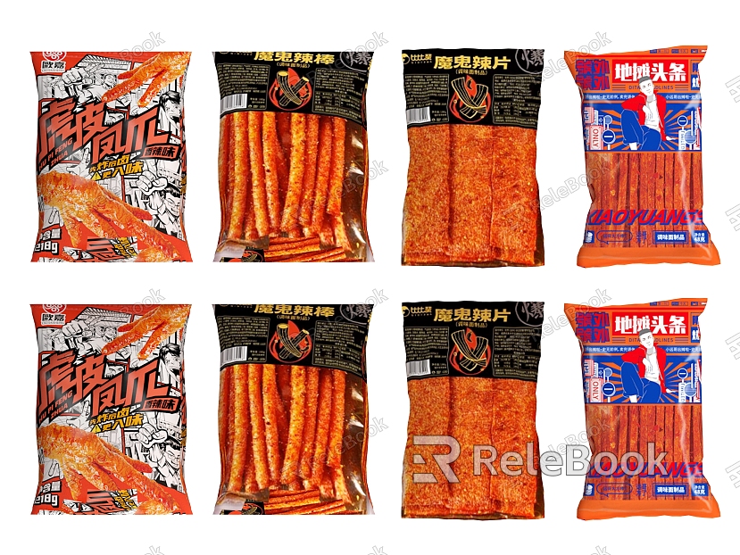 Snack packaging bags food snacks spicy food supermarket goods model