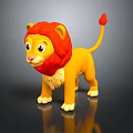 Cute Cartoon Lion Toy Figure With Red Mane Yellow Body And White Paws