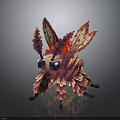 Pixelated Creature With Red Pink Wings Purple Legs And Detailed Pixel Art Design
