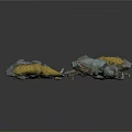 Diverse Lizard Toy Figures In Gray Yellow Colors With Crawling Poses