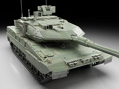 Realistic Green Modern Military Tank Model With Detailed Tracks And Long Cannon 3d model