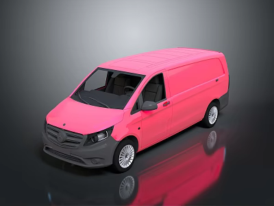 Pink Mercedes Van With Sleek Design Shiny Exterior And Reflection In Gray Background 3d model