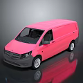 Pink Mercedes Van With Sleek Design Shiny Exterior And Reflection In Gray Background