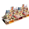 Colorful Retail Display Shelf with Multi Layered Compartments for Children Books and Toys