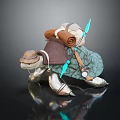 Detailed Adventurer Turtle Character With Backpack Scroll Arrows And Hat 3D Model Design