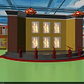 Colorful Indoor Corridor For Children's Potential Development With Lanterns And Storefronts