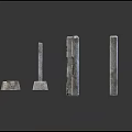 Set Of Patterned Stone Fence Panels With Textured Concrete Posts And Bases