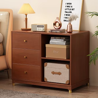 Side Cabinet Ornaments Table Lamp Bed 3d model
