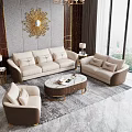 Elegant Beige Sofa Coffee Table Set With Gold Accents In Modern Living Room