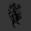 Futuristic Black Biomechanical Robot With Blue Luminous Parts And Heavy Armor