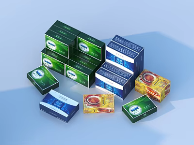 Assorted Tea Boxes With Various Designs And Flavor Options For Daily Use 3d model