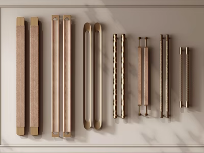 Modern Door Handles With Sleek Metal Designs For Kitchen Cabinets 3d model