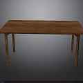 Rectangular Wooden Table With Natural Wood Grain Surface And Four Straight Legs 3d model
