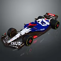 Blue And White Alpha Tauri Formula 1 Race Car With Aerodynamic Design And Black Wheels