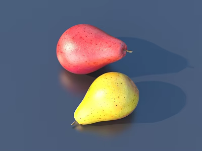 Fresh Red and Yellow Pears on Dark Background Showcasing Natural Shine Shadows and Smooth Texture 3d model