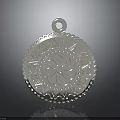 Stylish Silver Round Pendant With Ornate Sunburst Pattern And Decorative Edge 3d model