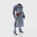 Medieval Knight Metal Armor With Diamond Pattern And Red Belt Design 3d model
