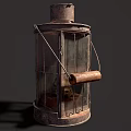 Vintage Kerosene Lanterns With Metal Frames Glass Covers And Open Door Design