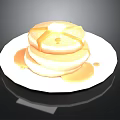 Golden Stack of Freshly Made Pancakes Drizzled With Syrup On White Plate