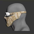 Beige Knitted Patterned Face Mask With White Goggles On Mannequin Head