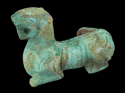 Ancient Animal Shaped Bronze Artifact With Green Patina And Rustic Texture 3d model