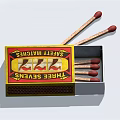 Vintage Decorative Matchstick Ornament Set Featuring Open Box And Red Tipped Sticks